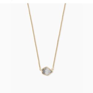 Kendra Scott Gold Chain Necklace with Gray Marble Pendant